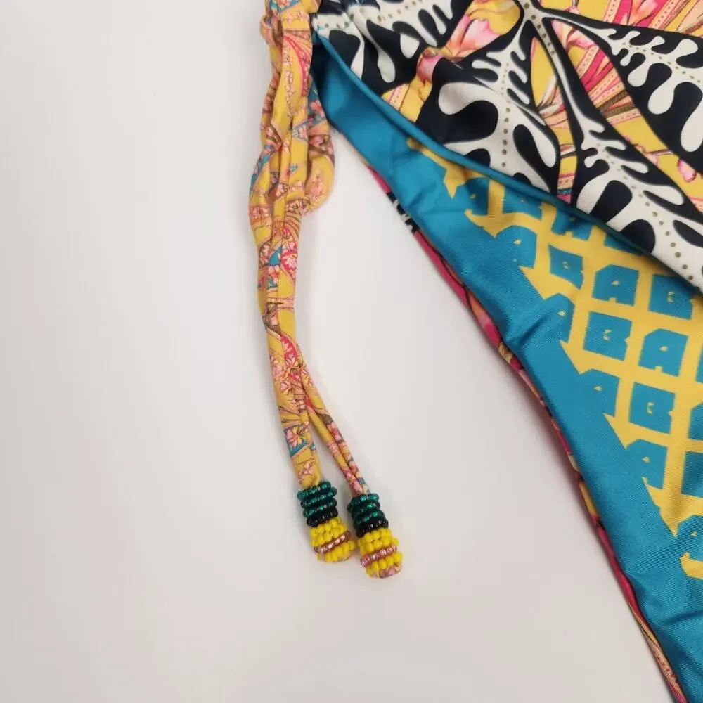 Agua Bendita Eda Bikini Bottom in Lula Print Yellow Size 3XL NWT